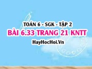 Bài 6.33 trang 21 Toán 6 Tập 2 Kết nối tri thức